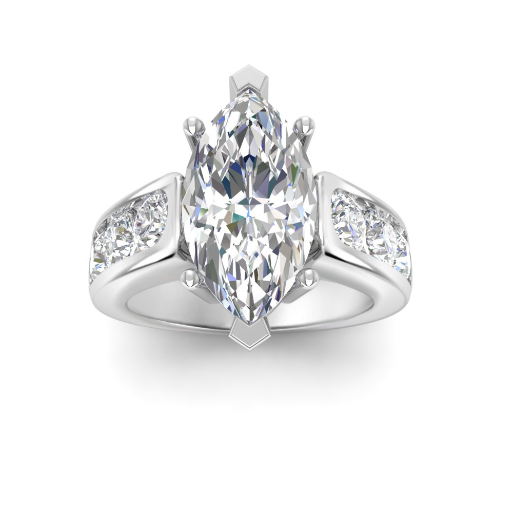 6 Ct Marquise Near Colorless Lab Diamond Channel-Set Statement Engagement Ring