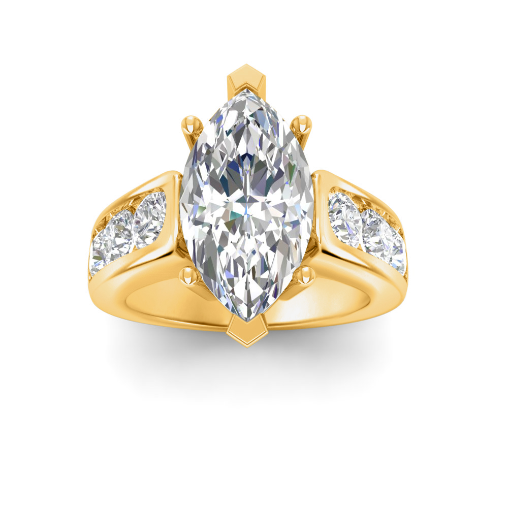 6 Ct Marquise Near Colorless Lab Diamond Channel-Set Statement Engagement Ring