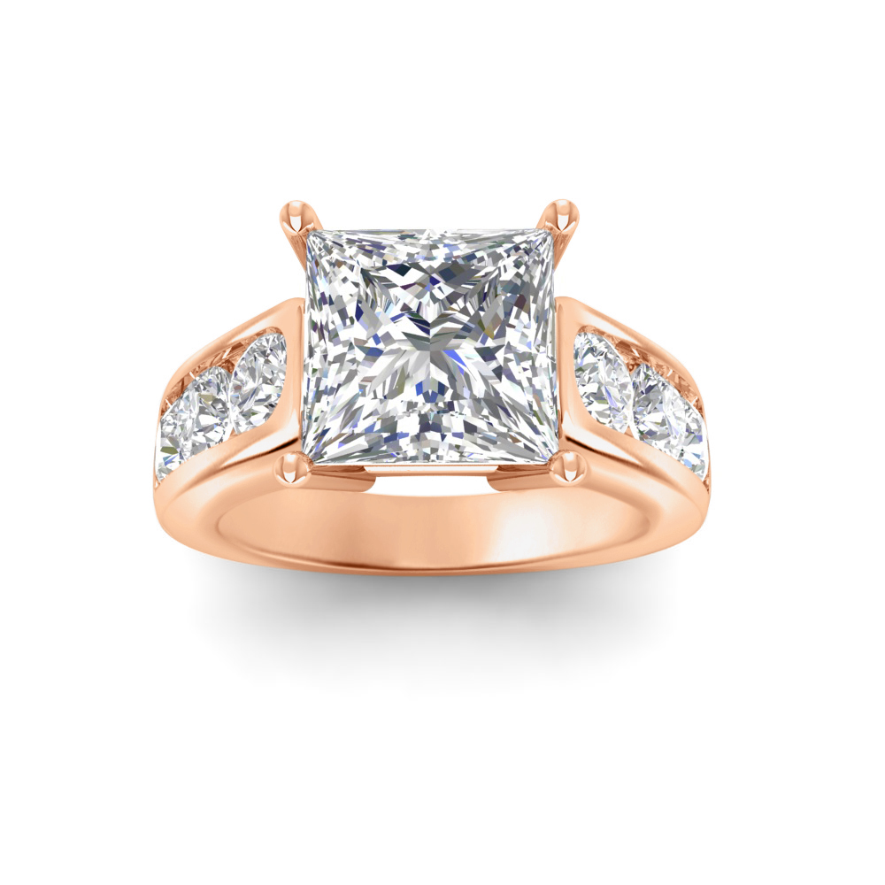 6 Ct Princess Near Colorless Lab Diamond Channel-Set Statement Engagement Ring