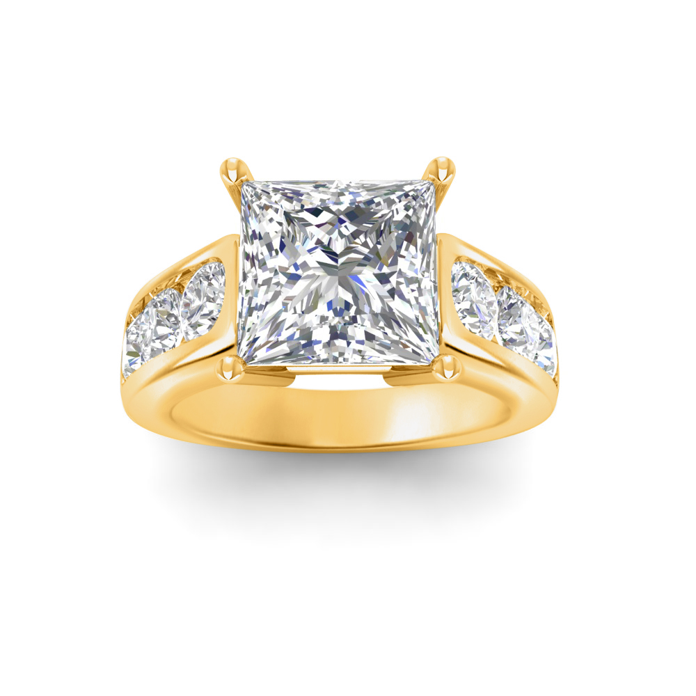 6 Ct Princess Near Colorless Lab Diamond Channel-Set Statement Engagement Ring