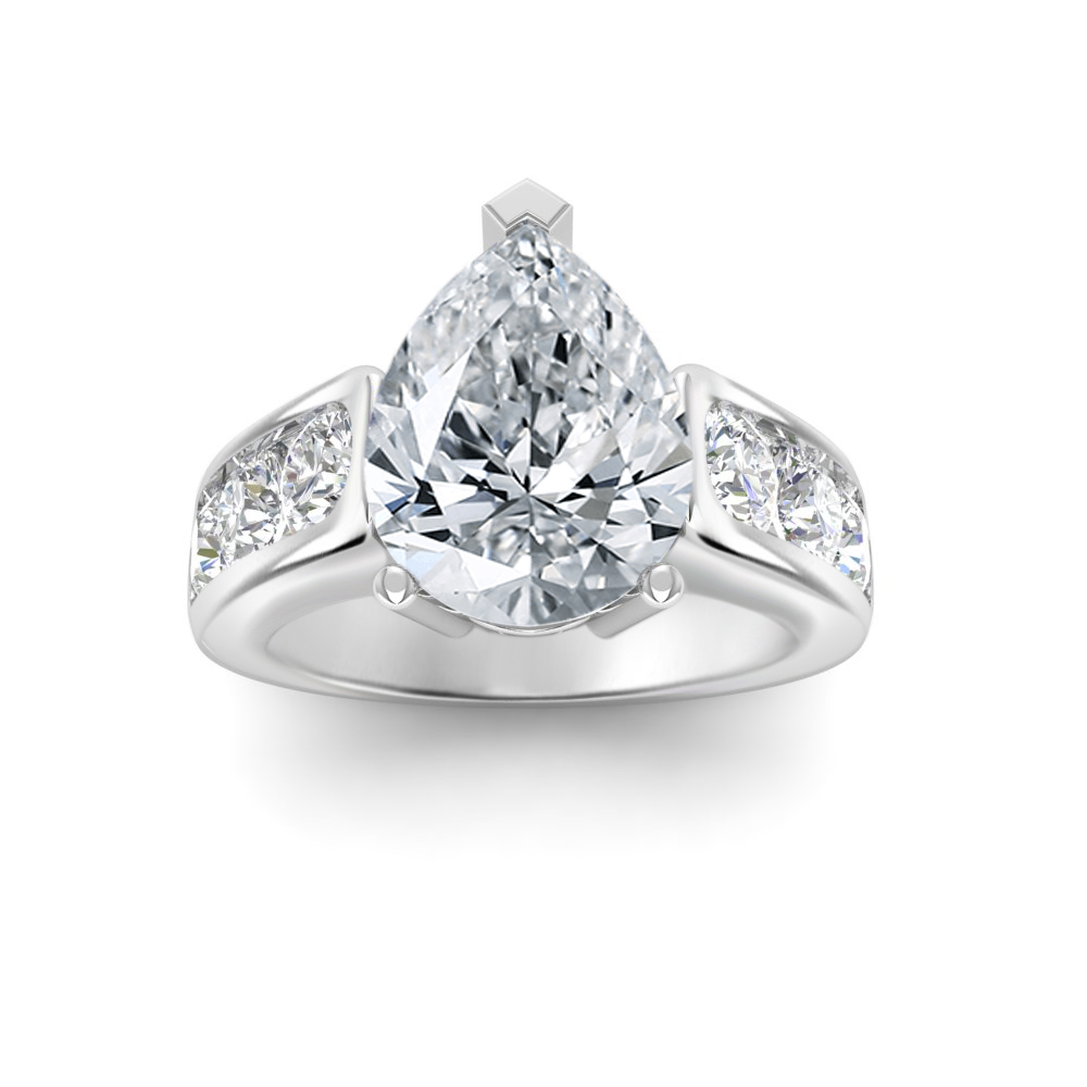6 Ct Pear Near Colorless Lab Diamond Channel-Set Statement Engagement Ring