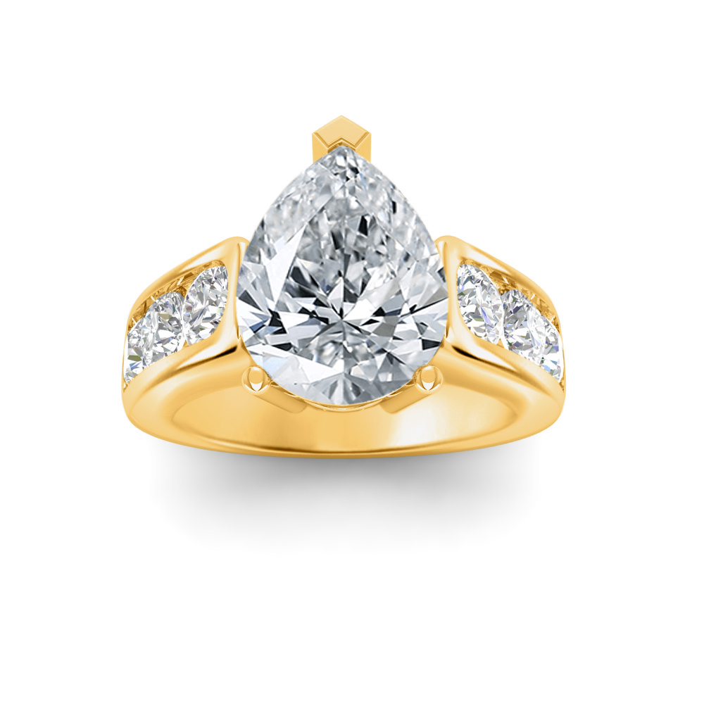 6 Ct Pear Near Colorless Lab Diamond Channel-Set Statement Engagement Ring
