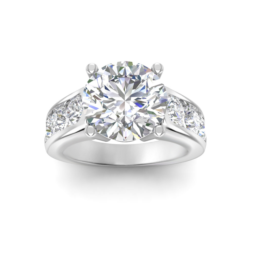 6 Ct Round Near Colorless Lab Diamond Channel-Set Statement Engagement Ring