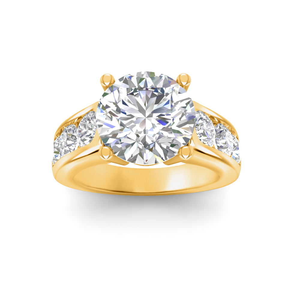 6 Ct Round Near Colorless Lab Diamond Channel-Set Statement Engagement Ring