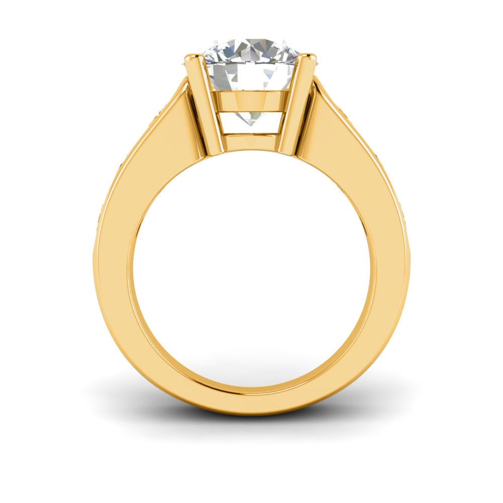 6 Ct Round Near Colorless Lab Diamond Channel-Set Statement Engagement Ring