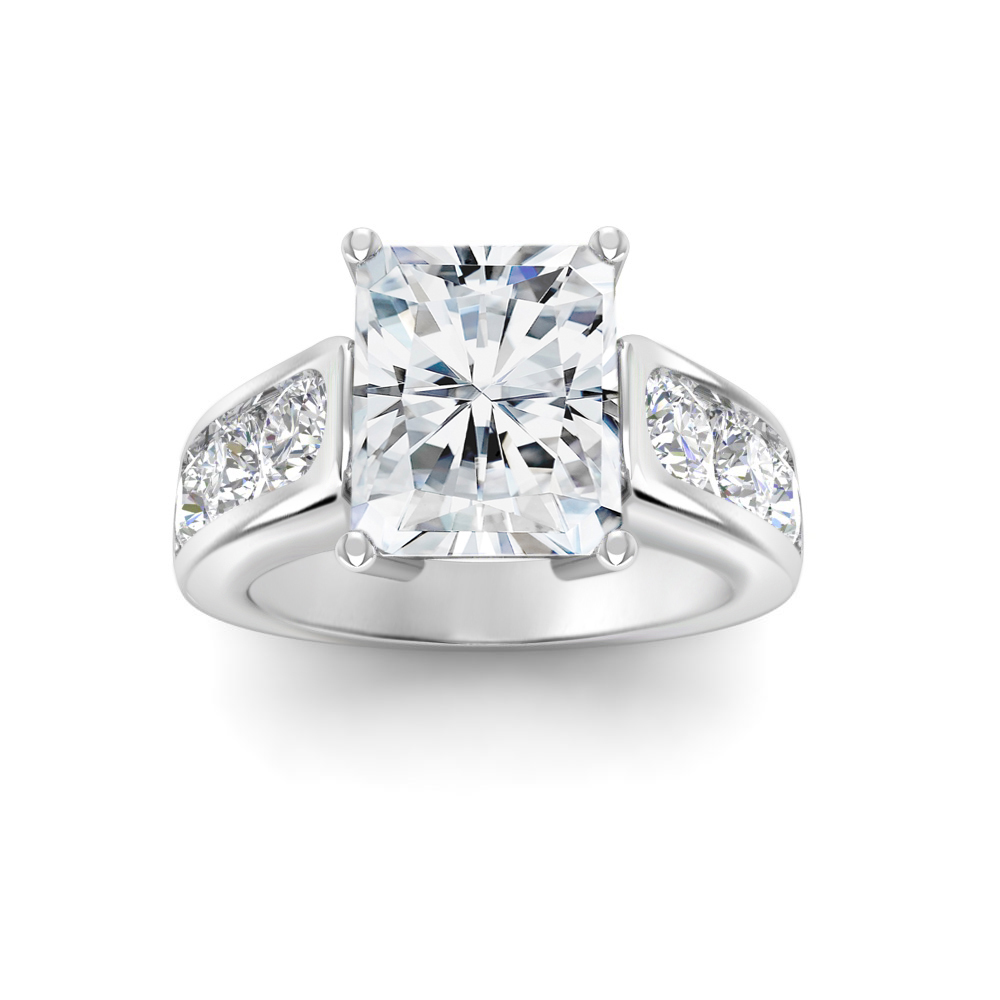 6 Ct Radiant Near Colorless Lab Diamond Channel-Set Statement Engagement Ring