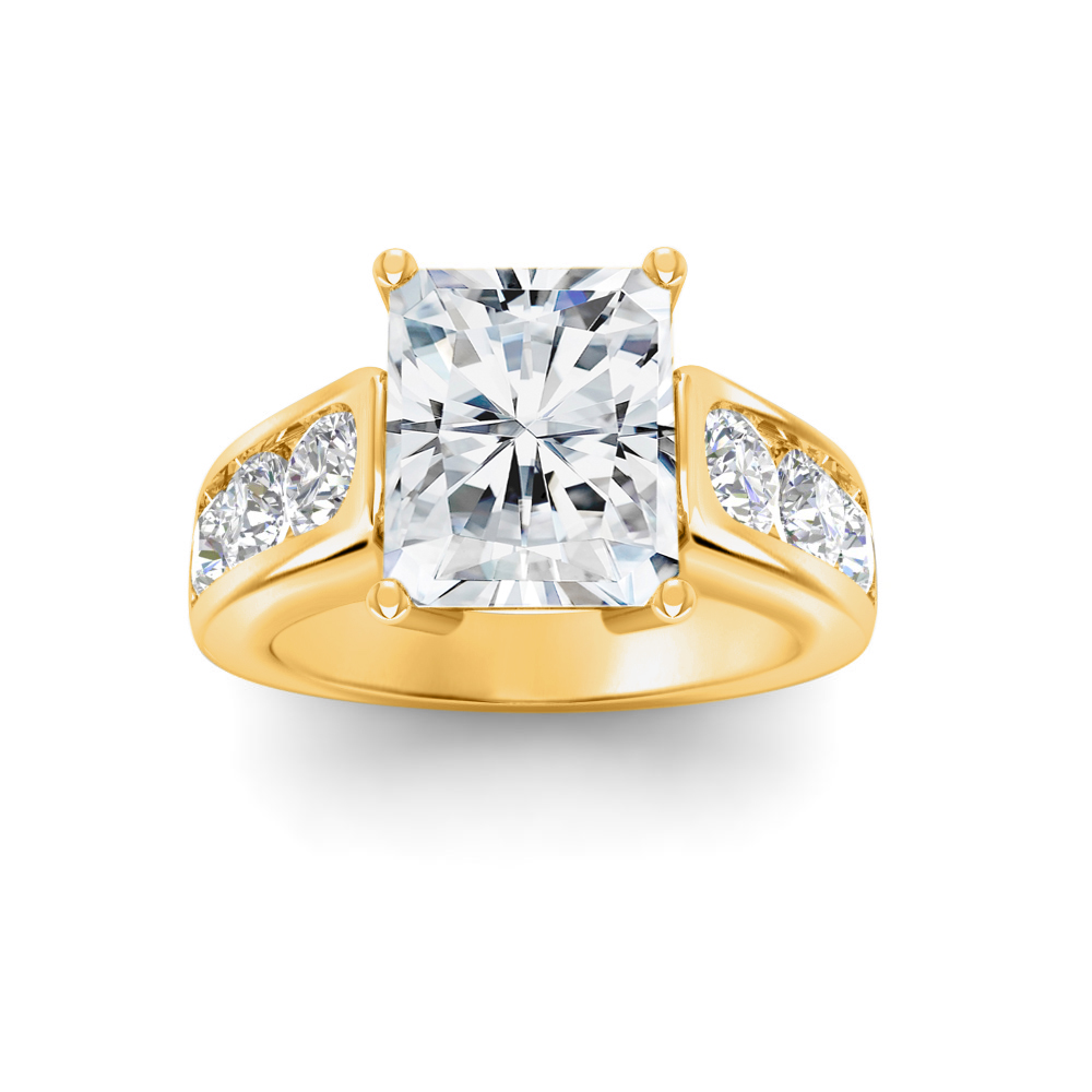 6 Ct Radiant Near Colorless Lab Diamond Channel-Set Statement Engagement Ring