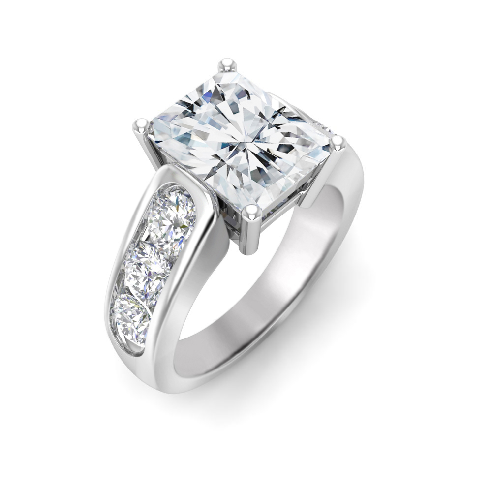 6 Ct Radiant Near Colorless Lab Diamond Channel-Set Statement Engagement Ring