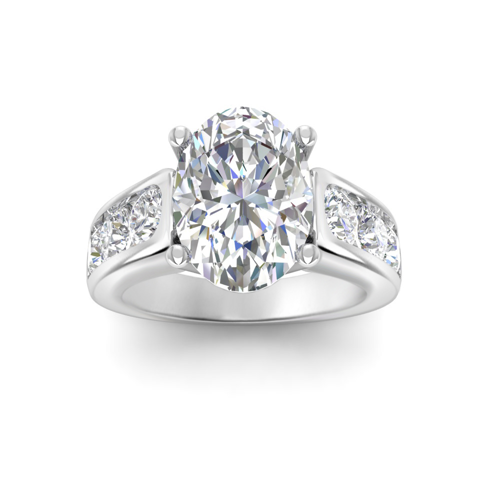 6 Ct Oval Near Colorless Lab Diamond Channel-Set Statement Engagement Ring