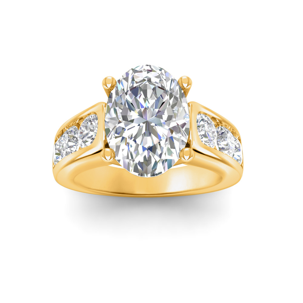 6 Ct Oval Near Colorless Lab Diamond Channel-Set Statement Engagement Ring