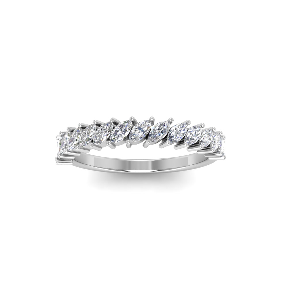 Marquise Colorless Lab Diamond Classic Wedding Band