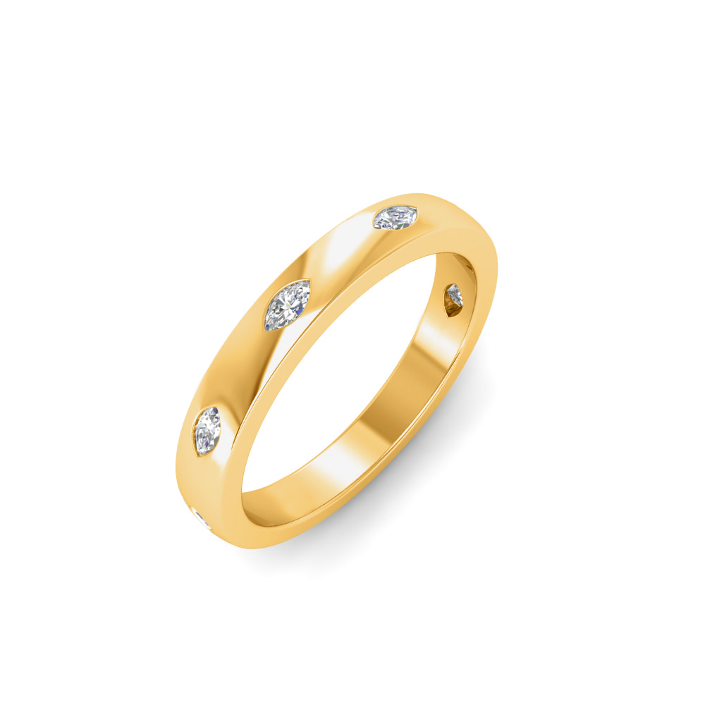 Inlay Marquise Colorless Moissanite Classic Wedding Band