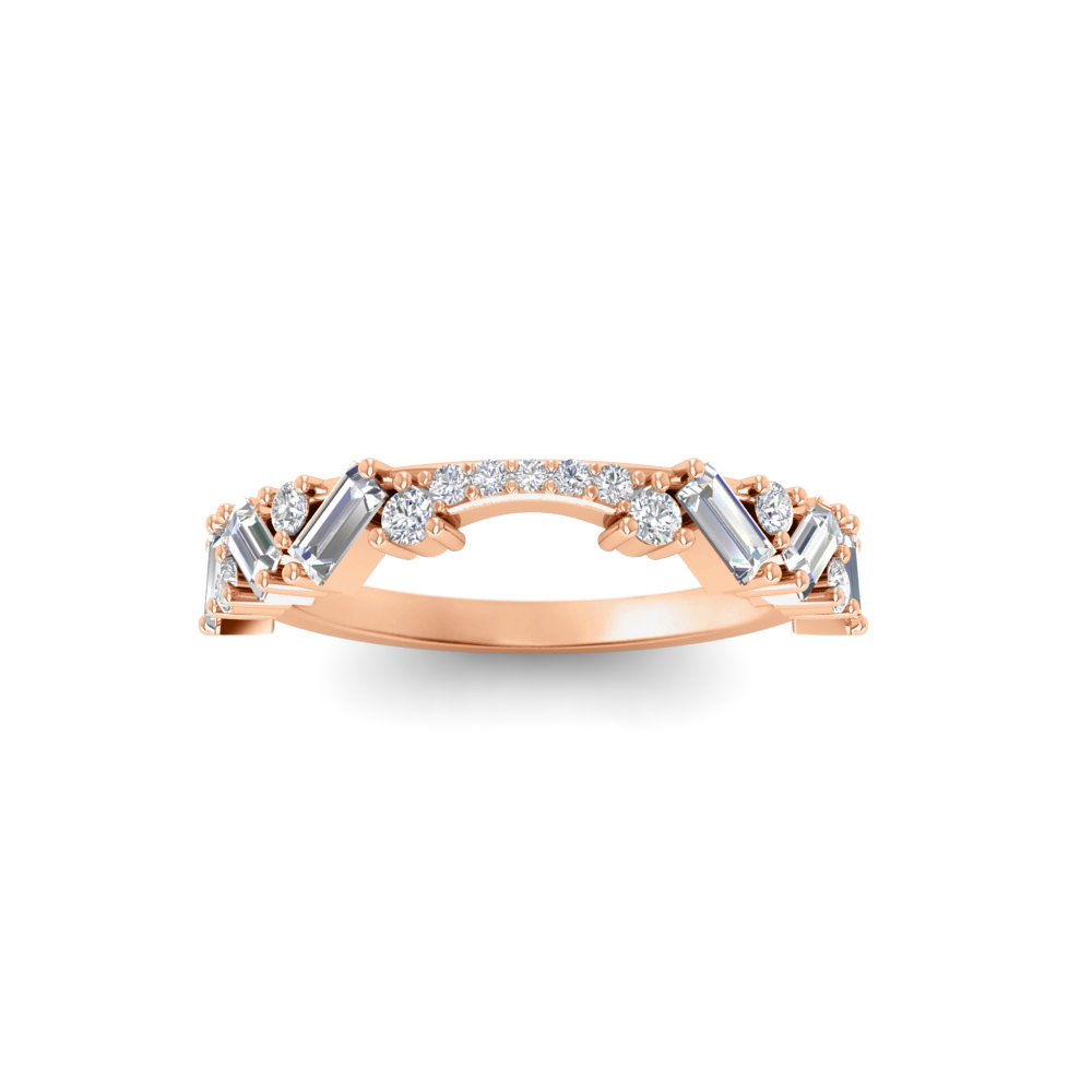 Round & Baguette Near Colorless Lab Diamond Mosaic Wedding Band