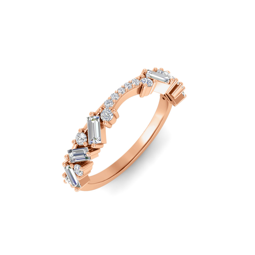 Round & Baguette Near Colorless Lab Diamond Mosaic Wedding Band