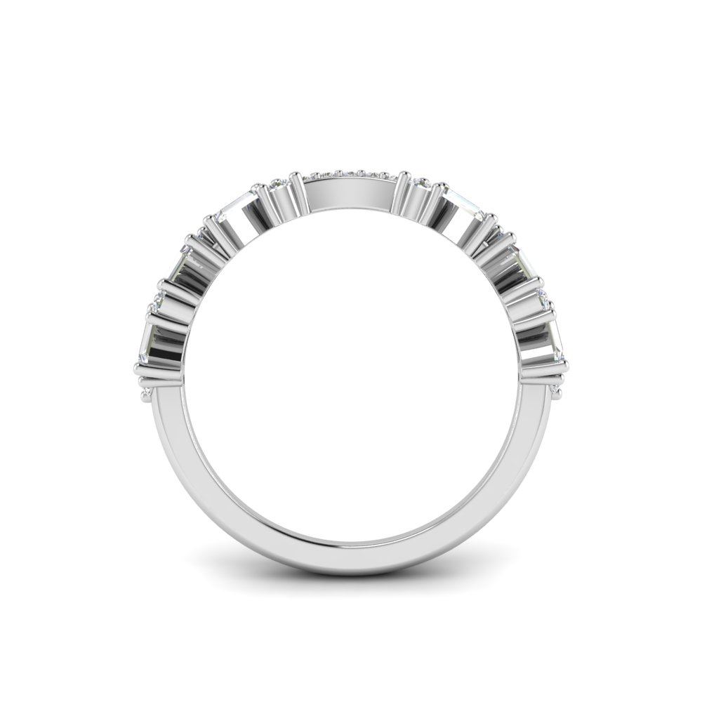 Round & Baguette Colorless Moissanite Mosaic Wedding Band