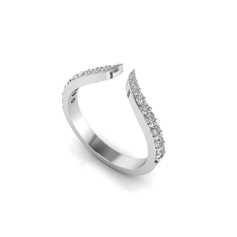 Colorless Moissanite Open Curved Ring