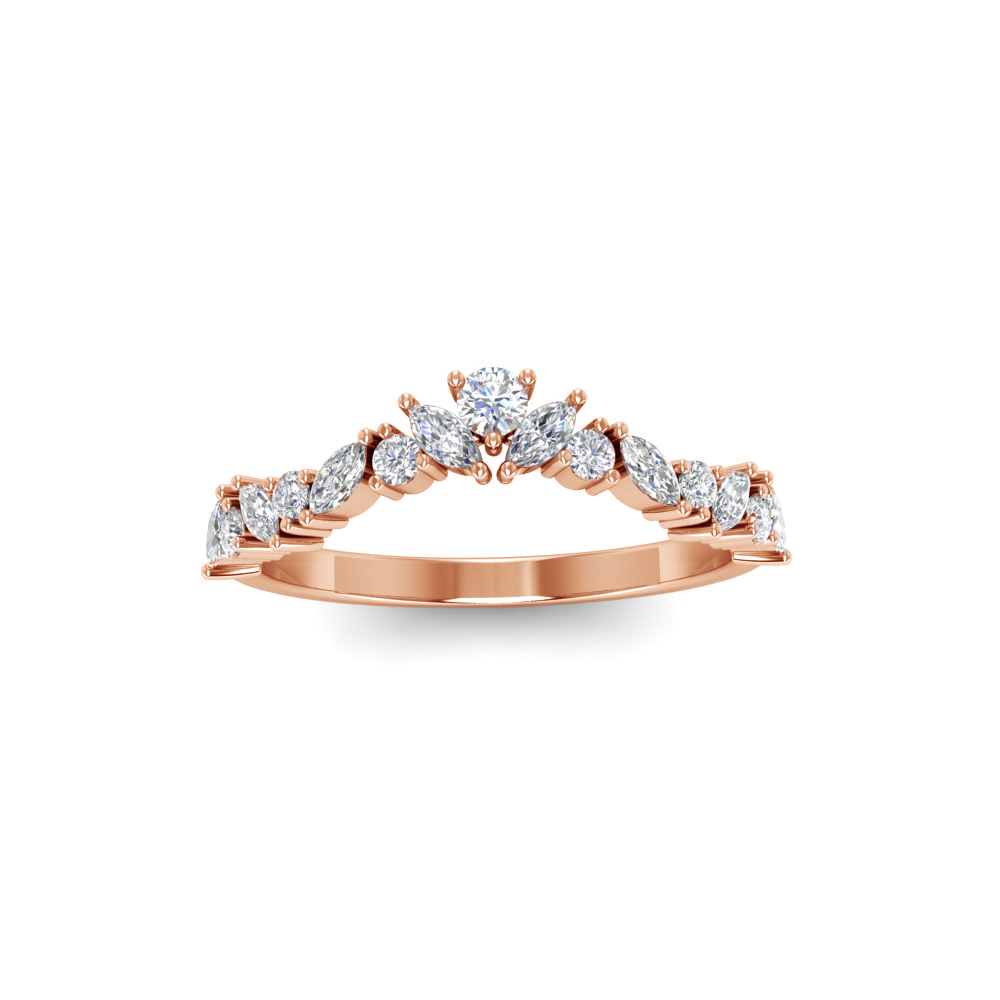 Colorless Moissanite Marquise & Round Curved Ring