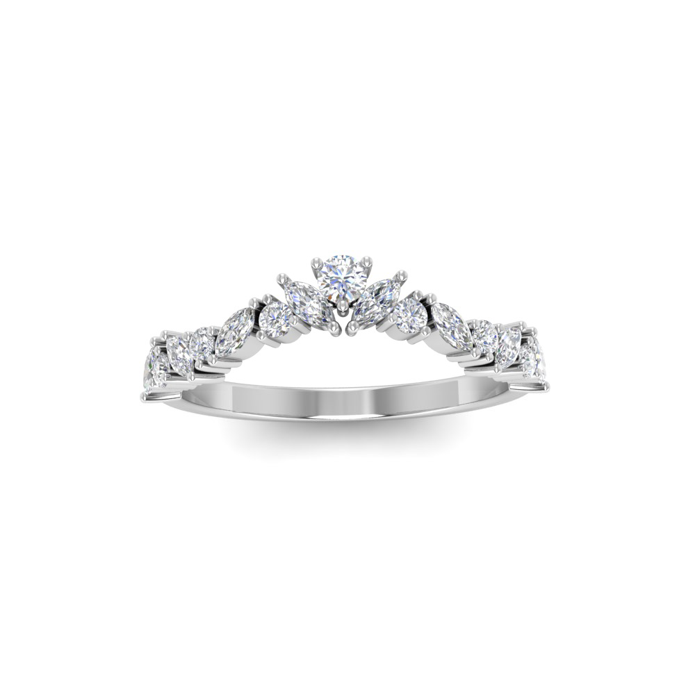 Colorless Moissanite Marquise & Round Curved Ring