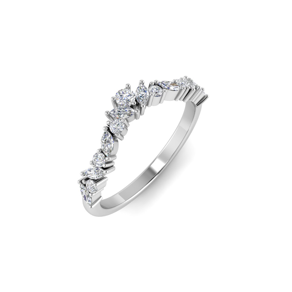 Colorless Moissanite Marquise & Round Curved Ring