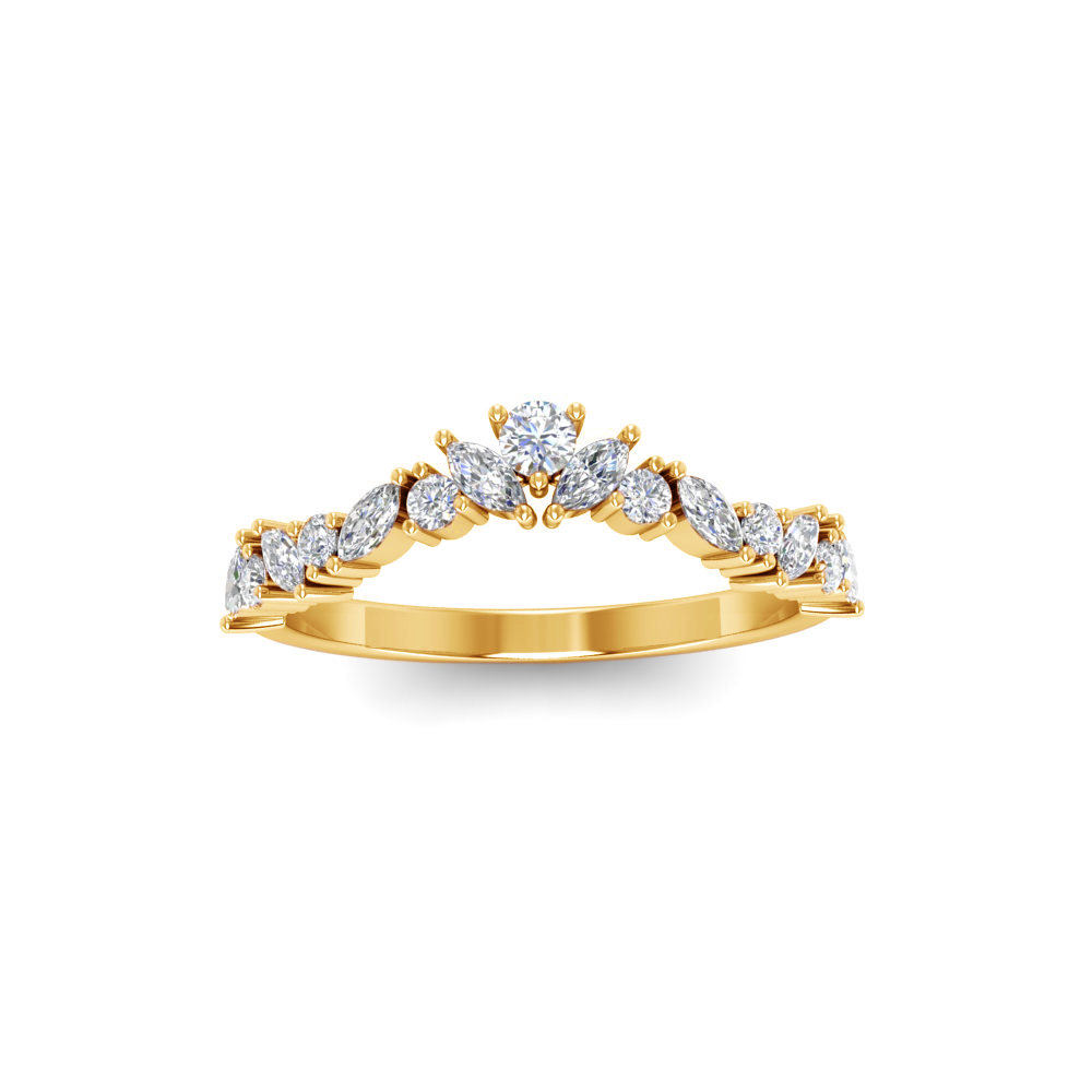Colorless Moissanite Marquise & Round Curved Ring