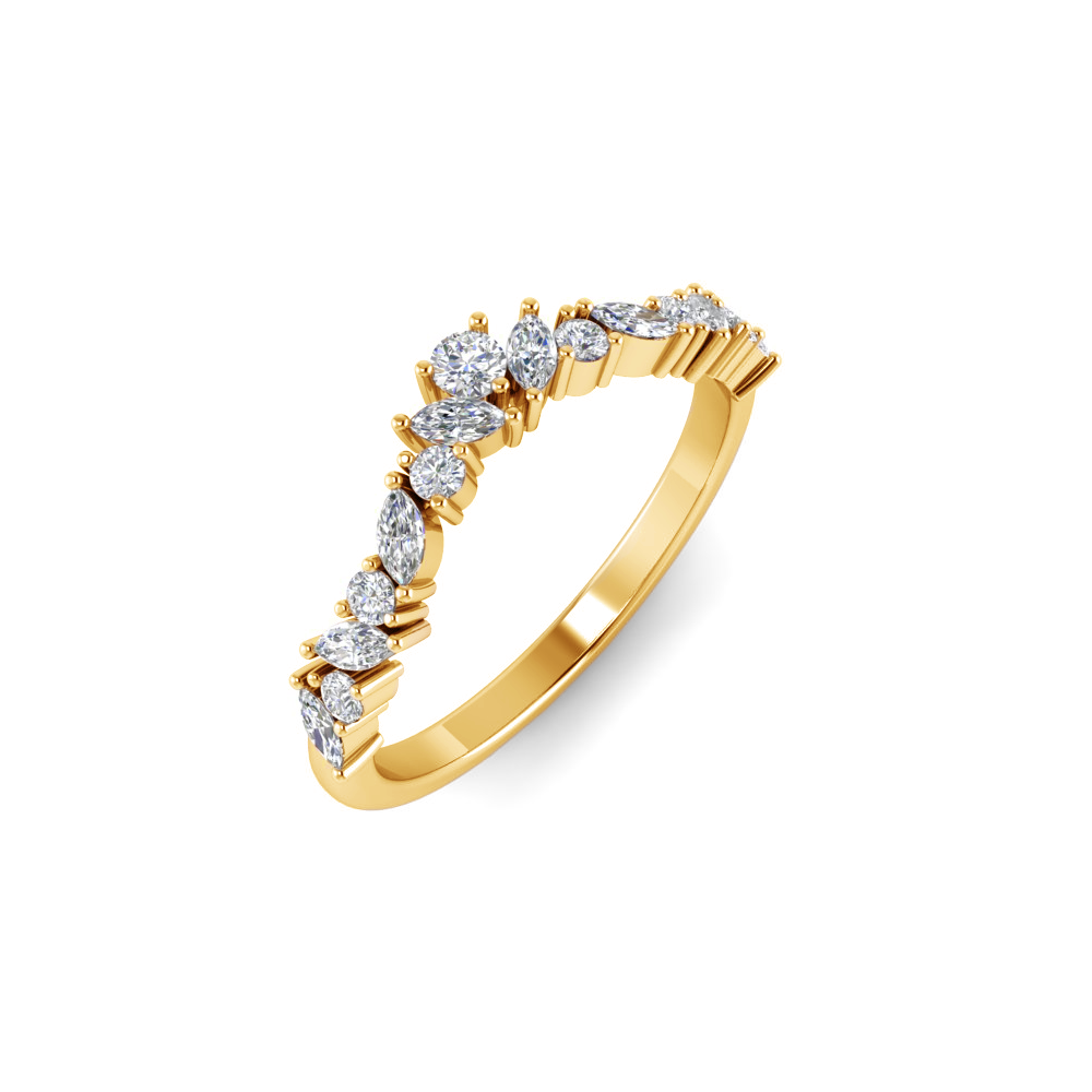 Colorless Moissanite Marquise & Round Curved Ring