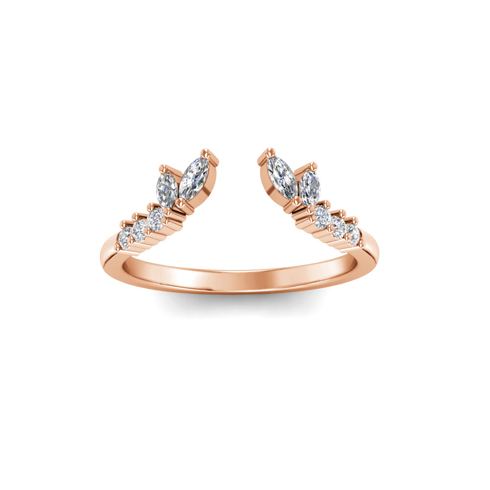 Colorless Moissanite Marquise & Round Open Curved Ring