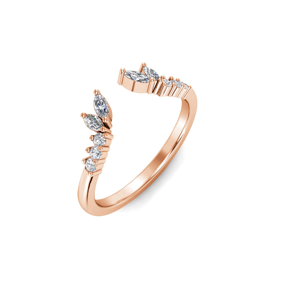 Colorless Moissanite Marquise & Round Open Curved Ring