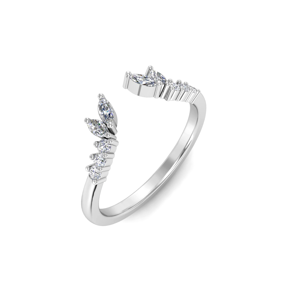 Colorless Lab Diamond Marquise & Round Open Curved Ring