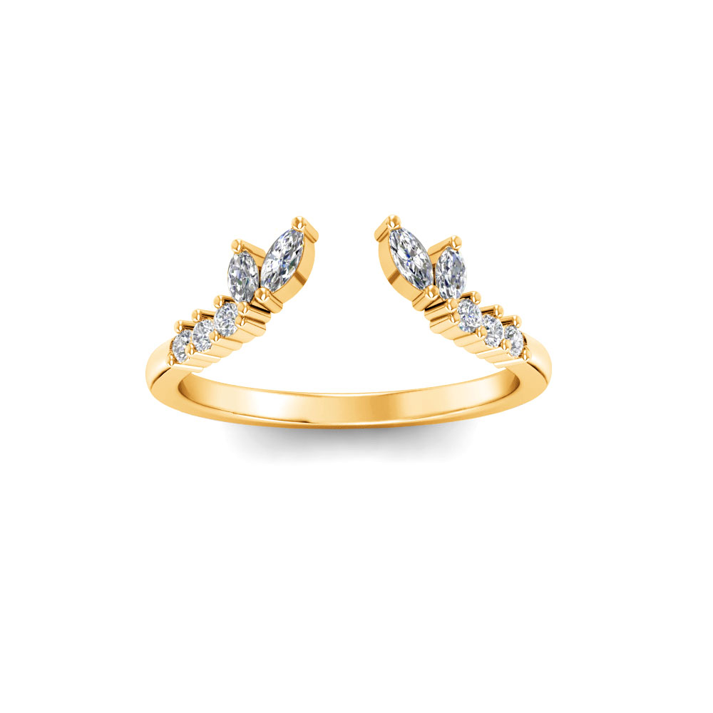 Colorless Lab Diamond Marquise & Round Open Curved Ring