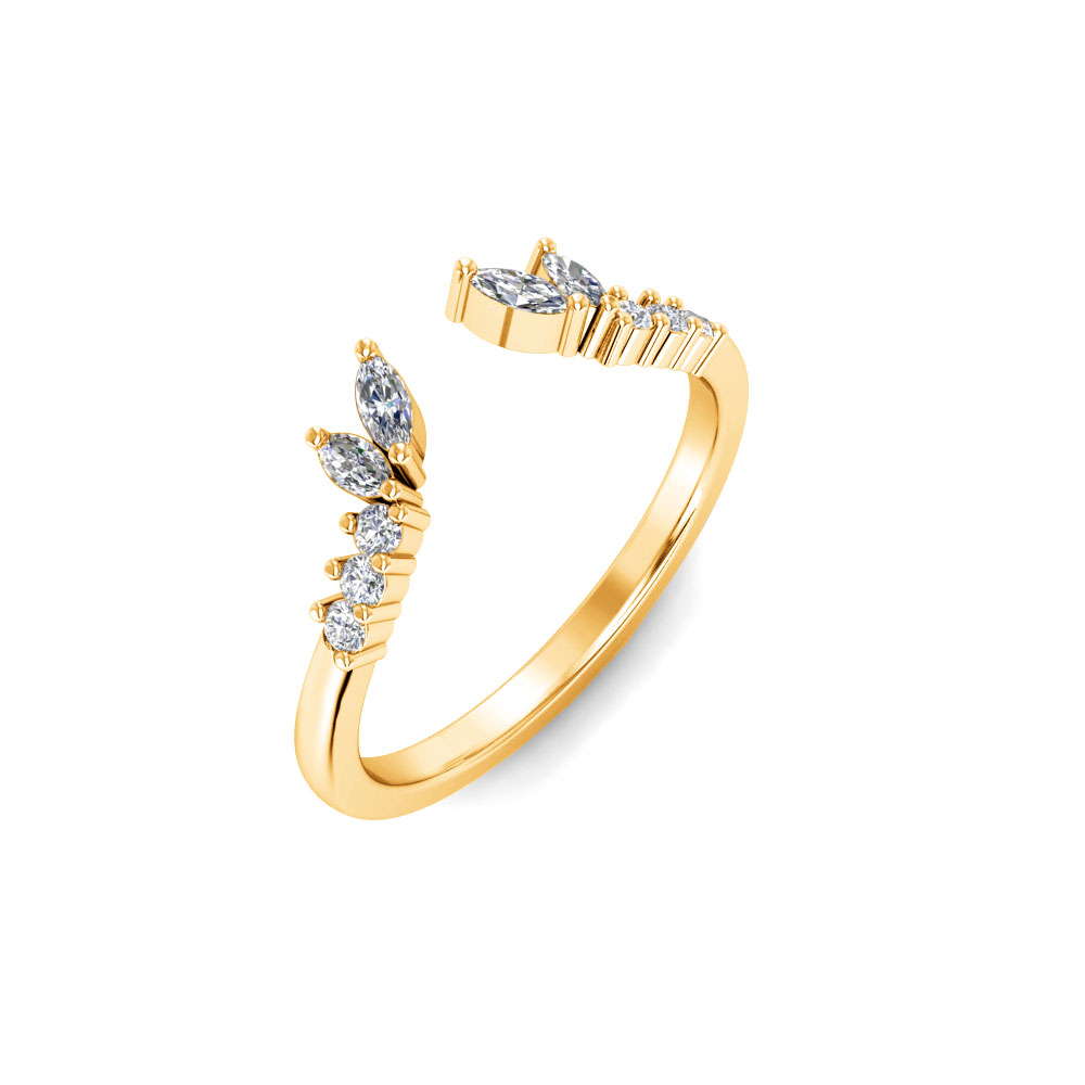 Colorless Lab Diamond Marquise & Round Open Curved Ring