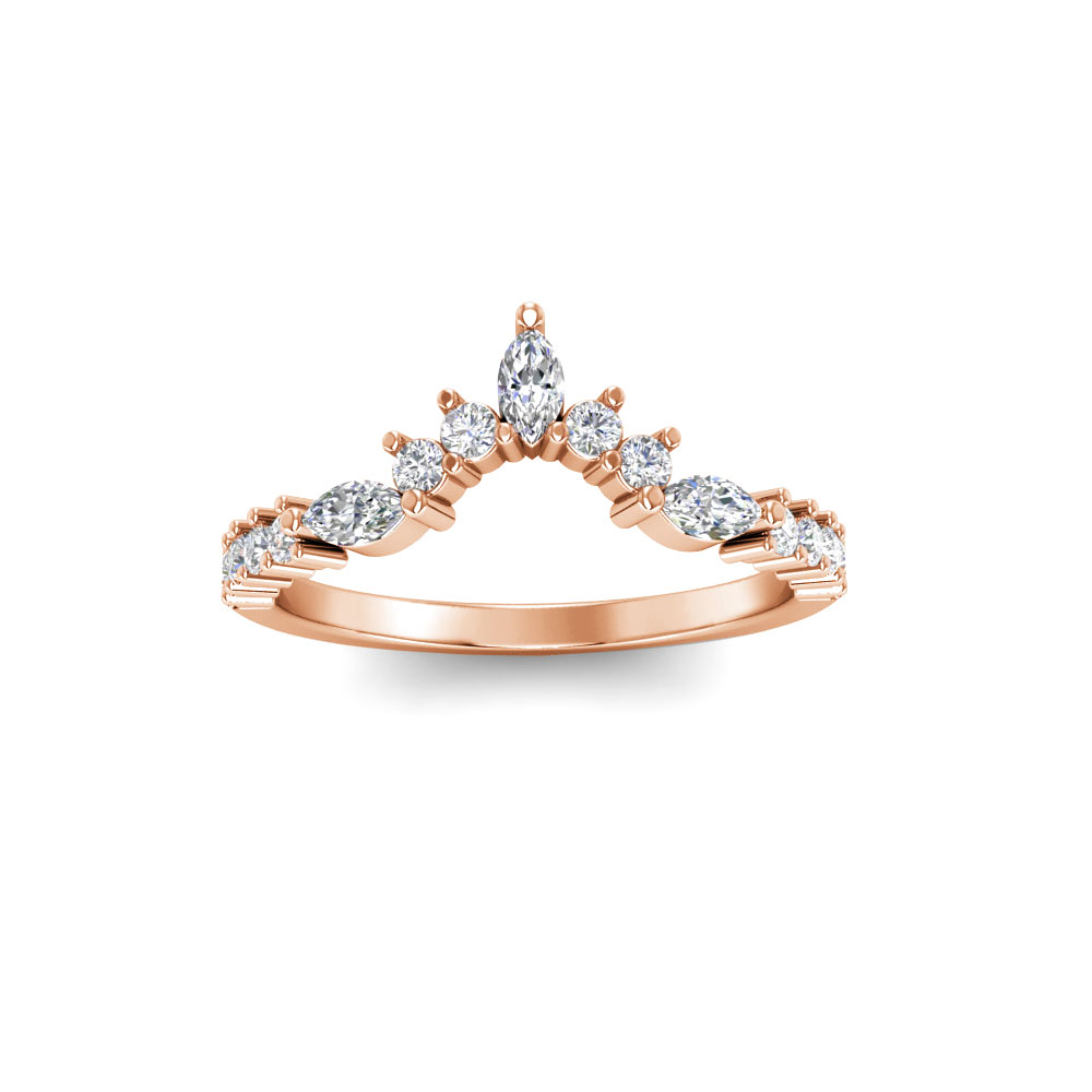 Colorless Moissanite Marquise & Round Tiara Curved Ring
