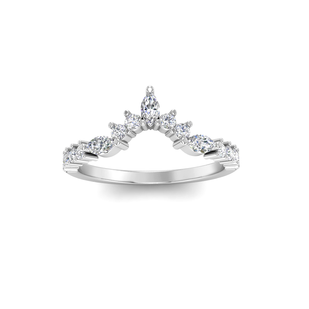 Colorless Moissanite Marquise & Round Tiara Curved Ring