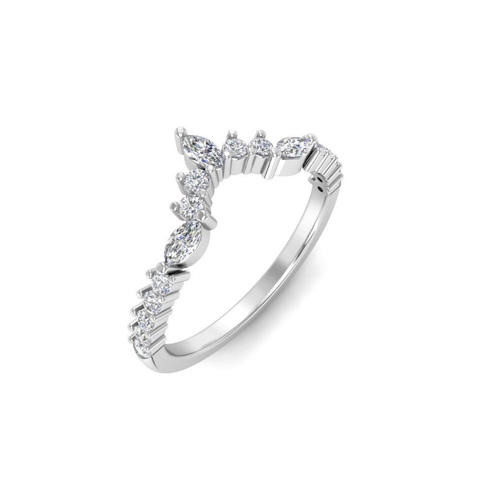 Colorless Moissanite Marquise & Round Tiara Curved Ring