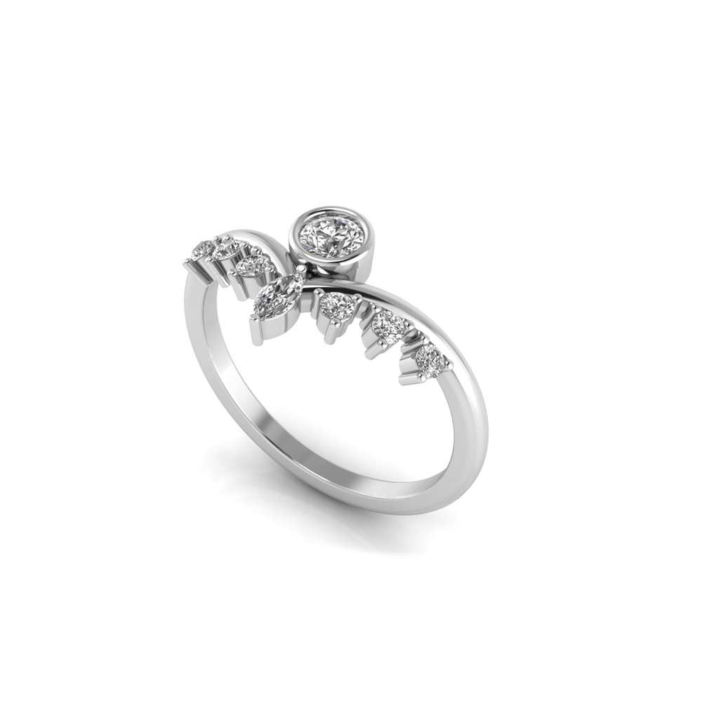 14K White Gold Double Pendant Tiara Band WR2117/G